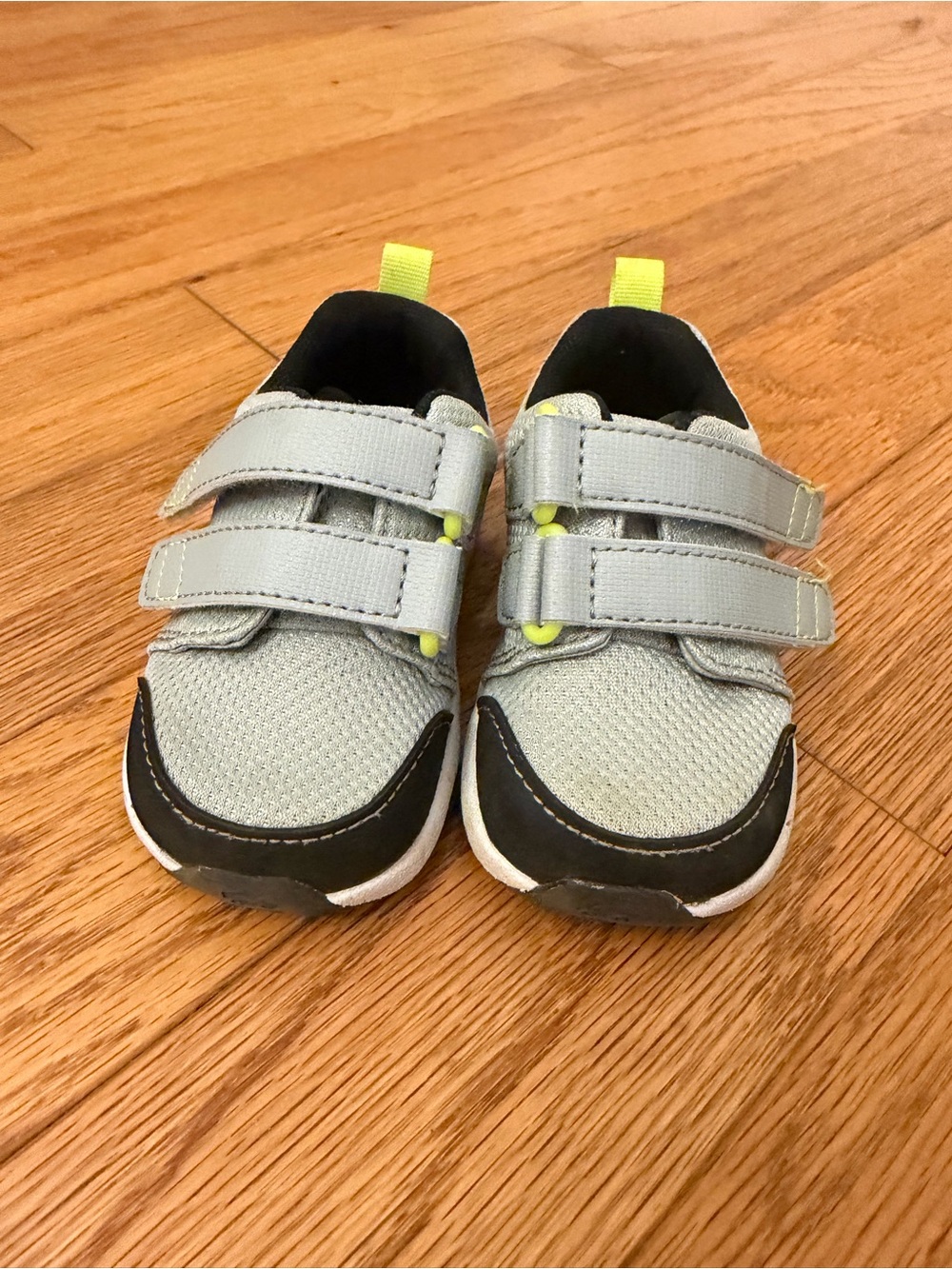 See Kai Run Gray Sneakers with Lime Accents - Kids Velcro